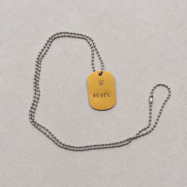 REBEL hand-stamped gold-coloured necklace