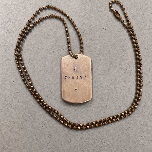THRIVE hand-stamped copper necklace